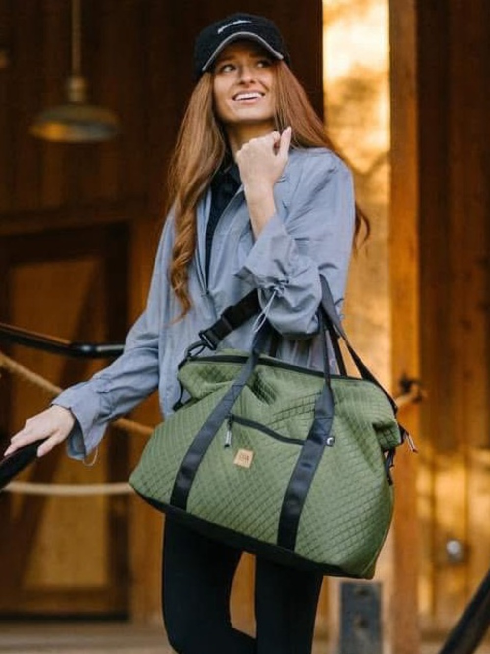 Olive Tour Quilted Padded Weekend Duffel